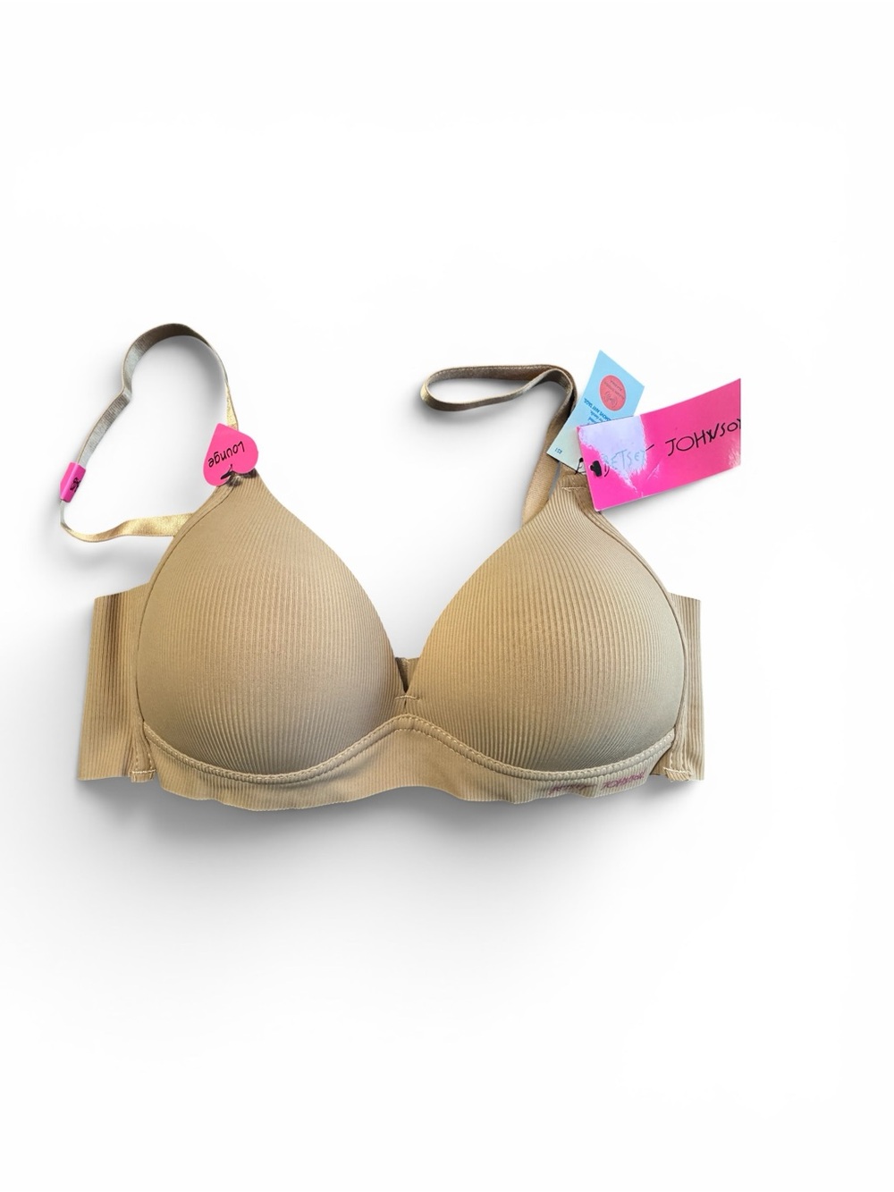 Betsey Johnson Nude/Tan Ribbed Lightly Padded T-Shirt Bra NWT size 34B
